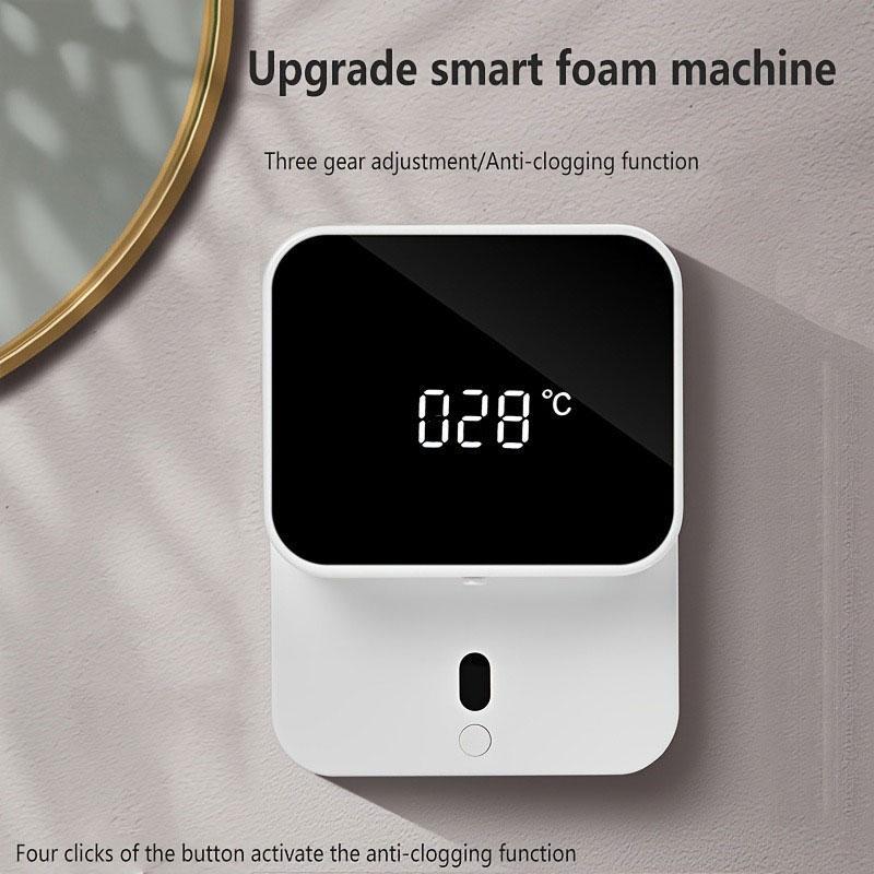 Automatic Sensor Soap Dispenser, USB Rechargeable Wall Mounted Digital Display Soap Dispenser, Contactless Hand Sanitizer Dispenser for Kitchen