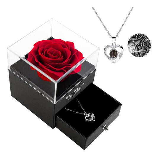 Creative Rose Design Necklace, Forever Flower Rose & Necklace Gift Box Set for Women, Mother, Wife and Girlfriend, Unique Valentine's Day Gift, Exclusive For Valentine's Day