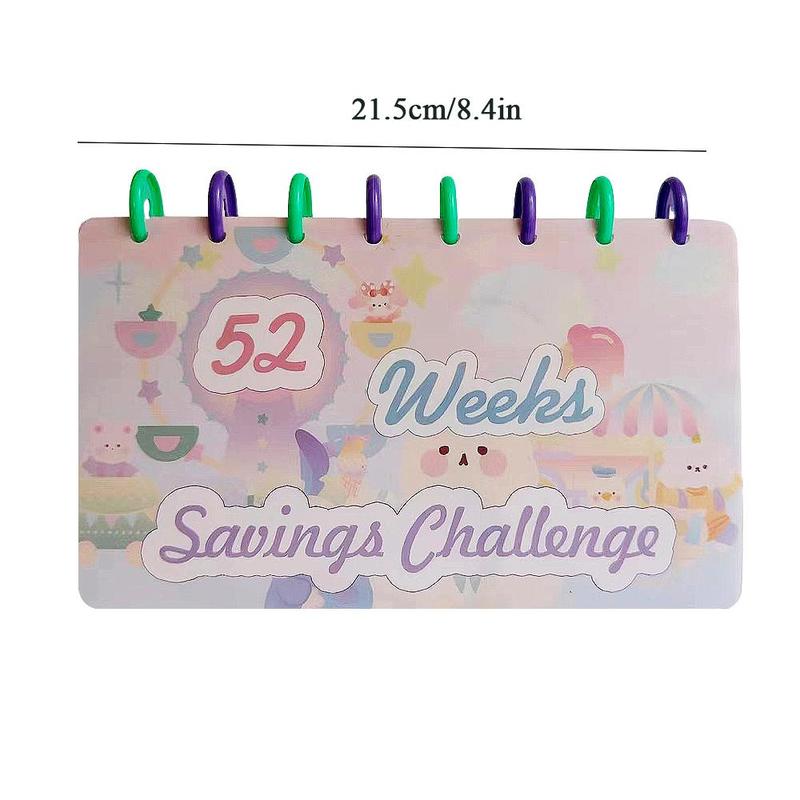 52 Weeks Saving Challenge Binder, 1 Count Reusable Budget Planner Holder, Cash Organizer for Card Budgeting & Saving Money, Cute Desk Supplies