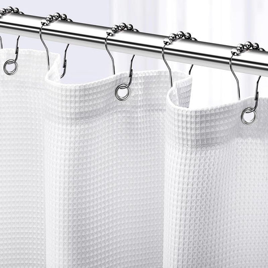 72x72 inches Shower Curtain for Bathroom White - Hotel Style Shower Curtains with Waffle Design, Cloth Shower Curtain - Cortina de Ba?o