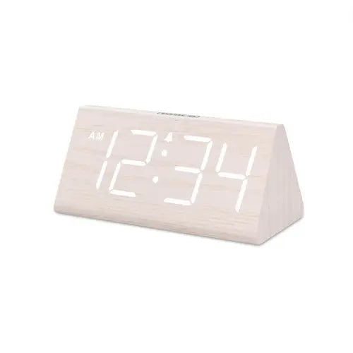 DreamSky Wooden Digital Alarm Clocks for Bedrooms - Electric Desk Clock with Large Numbers, USB Port, Battery Backup, Adjustable Volume, Dimmer, Snooze, DST, 12/24H, Living Room Wood D¨¦cor