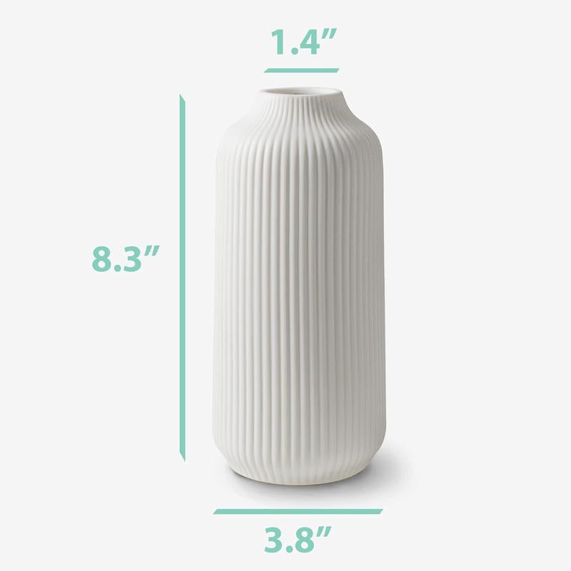 Vase, Deco Vase for Grass as Deco, Vase White Matt 8 inch for Flowers, Scandinavian Design Home Decoration for Fresh Flowers, Dried Flowers (Size M)