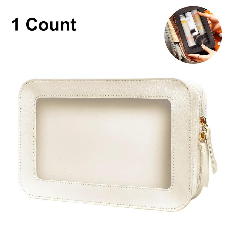 Transparent Square Makeup Bag, Portable Dust-proof Travel Cosmetic Bag with Zipper, Home Organizer for Bathroom & Travel, Girlfriend Gifts, Travel Essentials, Car Accessories