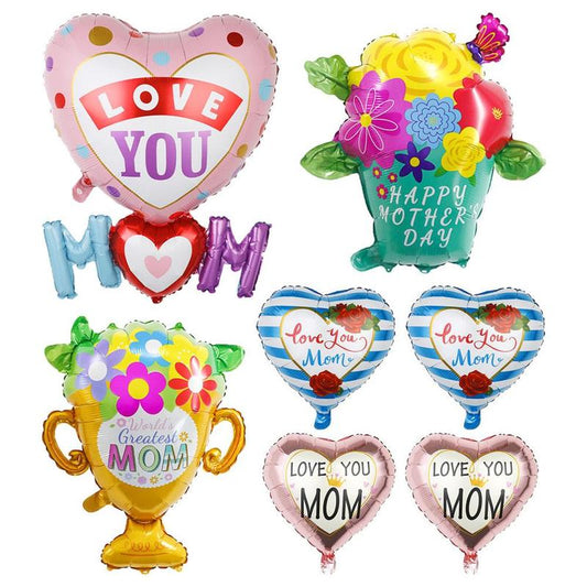 Balloon Set, 1 Set Heart & Letter & Flower & Premium Pattern Balloon, Colorful Balloon with Ribbon, Birthday & Festive & Party Supplies