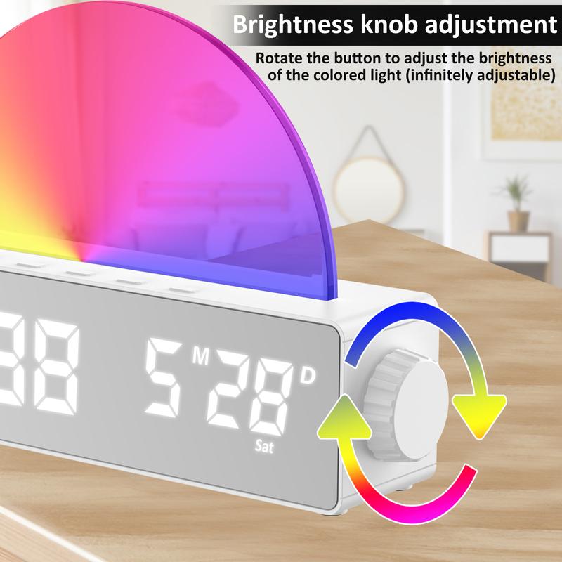 Sunrise Lamp Sunrise Alarm Clock, Wake Up Lamp Dawn Simulator, Bedside Sun Lamp 7 Color Changing Lamp Bedroom Night Light for Heavy Sleepers Adults, Gift for Teenage Boys Girls