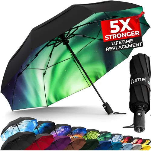 Tumella 9-Rib Design Northern Lights Umbrella Fiberglas Lightweight Waterproof Gift