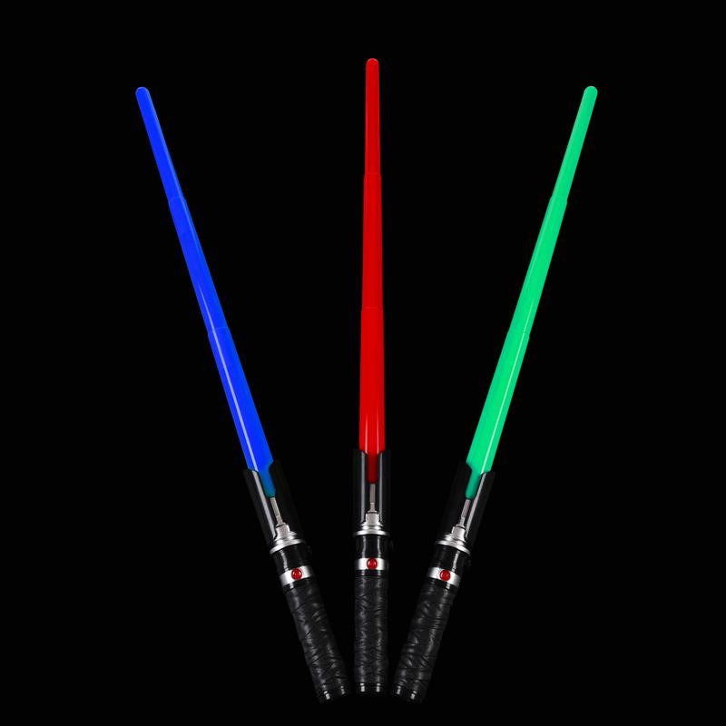 Light Up Saber Toy with Electronic Lights and Sound Effect, Red Blue Green LED Retractable Force FX Saber Novelty Toy