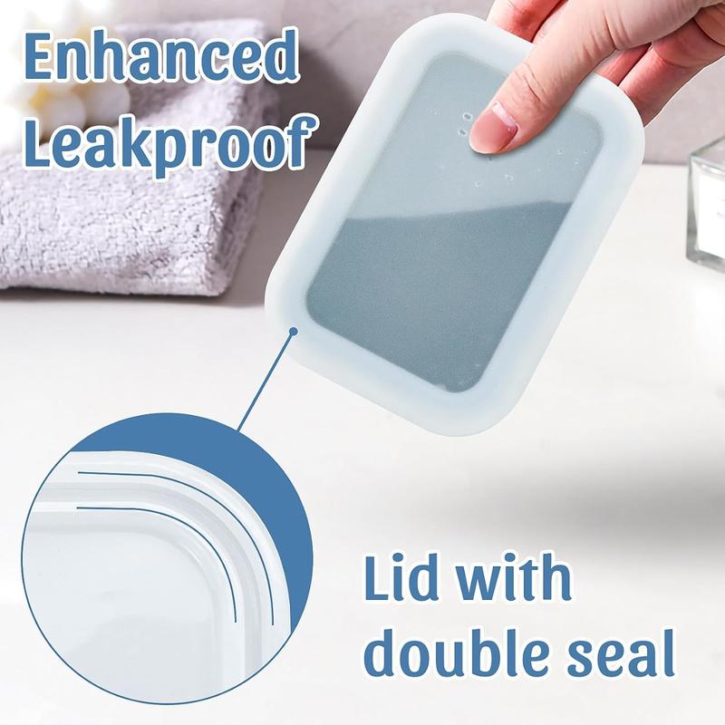 Enhanced Leak Proof Travel Soap Container, Silicone Travel Soap Case with Drainage Pad, Compact Travel Soap Dish, Shatterproof Soap Box for Traveling, Camping, Gym, Dorm, Bathroom (Gray)