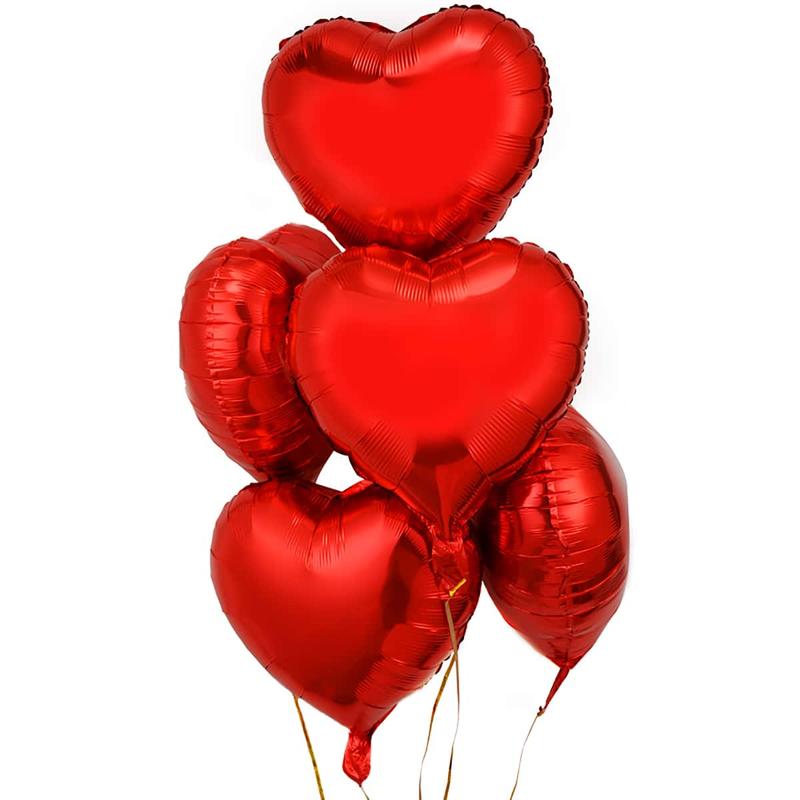 Heart Shaped Decorative Balloon Set, 5 Counts Romantic Love Heart Shaped Balloon Decoration For Home Party Engagement Festival Wedding