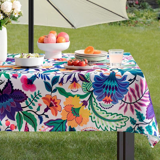 joybest Indoor/Outdoor Tablecloth Waterproof Fabric Tablecloth with Umbrella Hole and Zipper, Paisley Print Patio Table Cover for Spring/Summer/Patio/Picnic, 52 x 70 Rectangle/Oblong