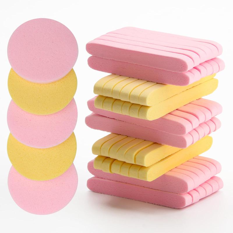 120P Facial Sponge Compressed, Face Cleansing Sponge Estheticians Compressed Makeup Facial Sponge Round Wash Face Sponges for Women Compress Exfoliating Removal Sponge (Pink) (Yellow) (Pink+yellow)