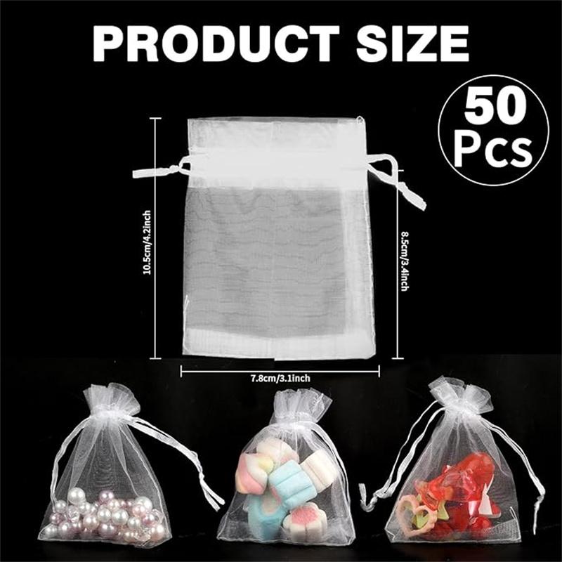 50Pcs Organza Bags Gift Bags,4 x 6 Inch Drawstring Gift Bags, for Festival, Party, Bathroom Soaps,Gardening Supplies,Indoor Plant Tools,Gardening Gifts for Women