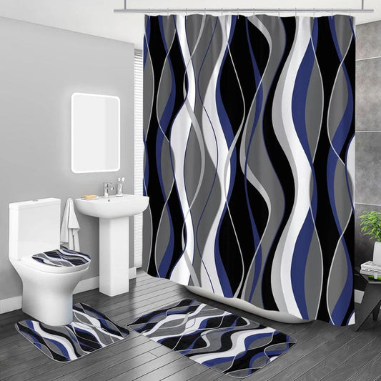 Modern Bathroom Shower Curtain Sets 4Pcs