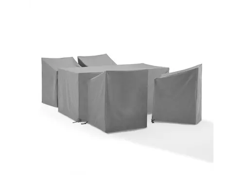 5pc Essential Gray Vinyl Outdoor Furniture Cover Set - Waterproof, Durable, and Stylish