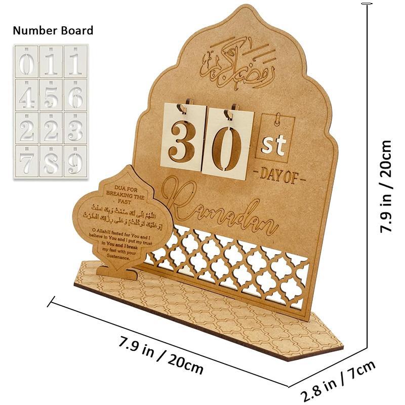 Wooden Countdown Calendar, 1 Set 3D Mosque Design Wooden Advent Calendar, Home Decor