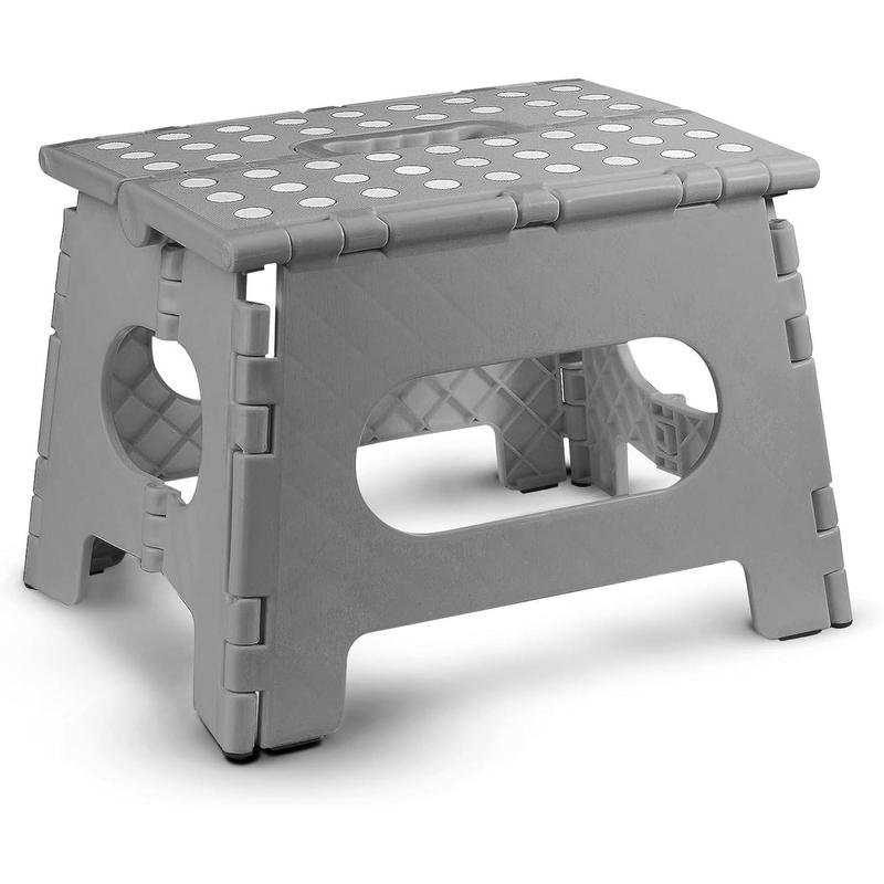 Folding Step Stool - The Lightweight Step Stool is Sturdy Enough to Support Adults and Safe Enough for. Opens Easy with One Flip. Great for Kitchen, Bathroom, Bedroom,or Adults. (Grey)