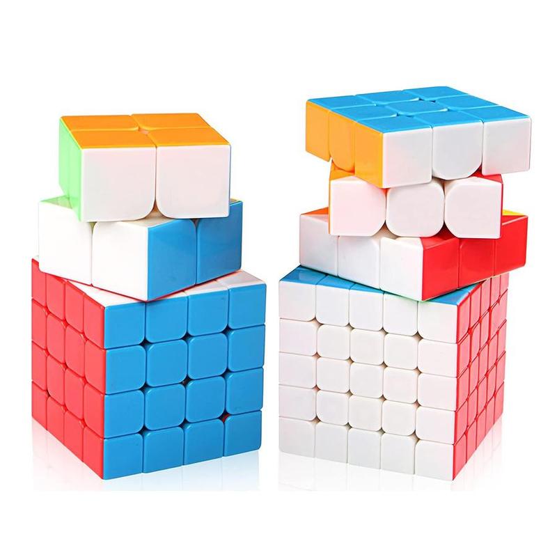 Cube Toy Kit, 4 Counts/set Colorful Cube Toy, 2x2, 3x3,?4x4, 5x5, Develop Intelligence,?Easy Turning and Smooth Play, Enhances Hands-on Ability