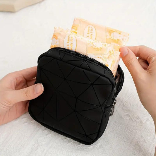 PU Leather Period Bag, 1 Count Portable Sanitary Napkin Organizer, Storage Organizer, Girly Bedroom Accessories Zipper Period Pouch for Women, Summer Gift, Halloween Decor, Fall Decor