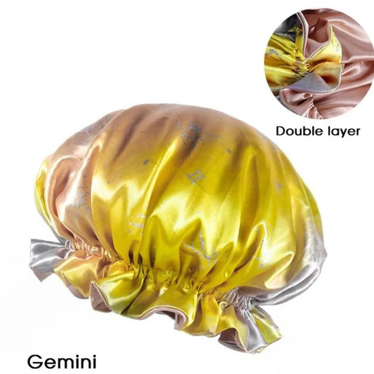 A Queenz Den Gemini Satin Hair Bonnet - Reversible & Colorful Double Layered Shower Cap for All Sizes Adjustable Cover