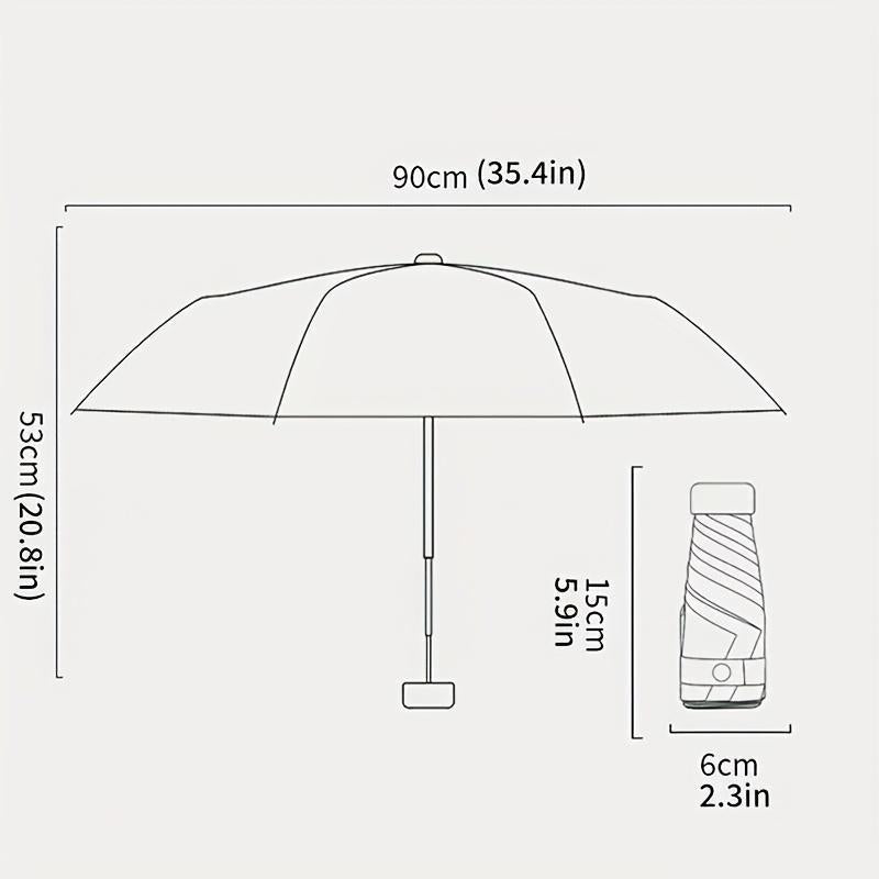 Portable Manual Folding Umbrella, 1 Count Lightweight Travel Sunscreen Umbrella, Folding Parasol for Sun & Rain, Summer Gift