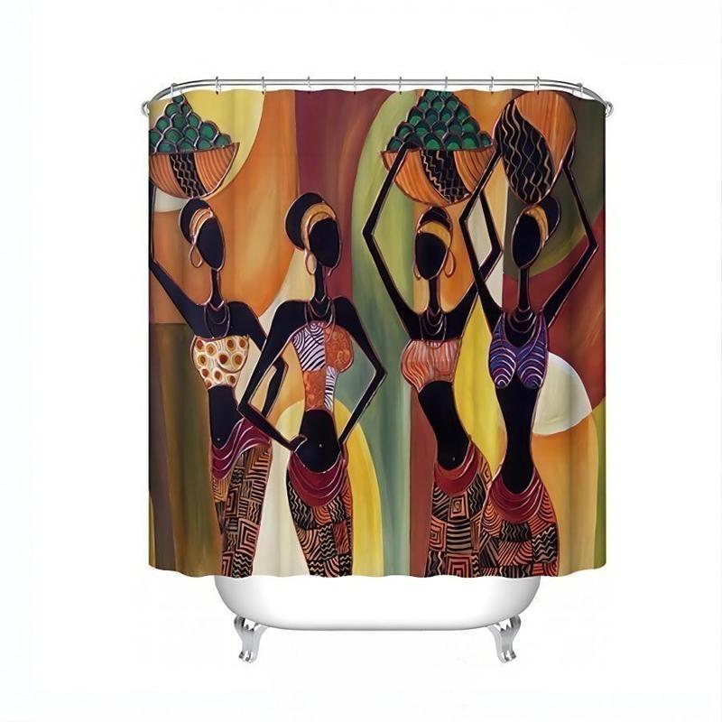 Polyester Shower Curtain (1 Piece), African Girl Pattern Waterproof Shower Curtain For Bathroom