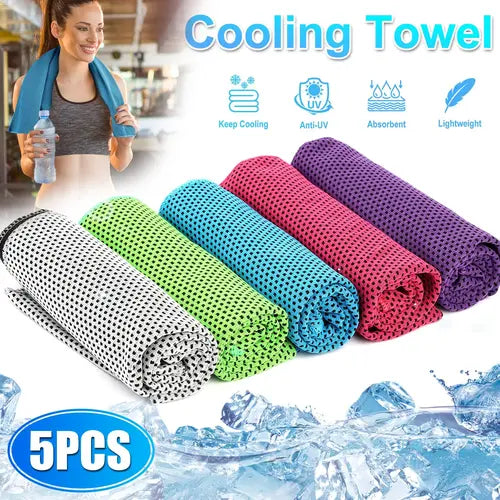 5Pcs Cooling Towel Ice Towel Neck Wrap For Sports Running Jogging Gym Cool Down