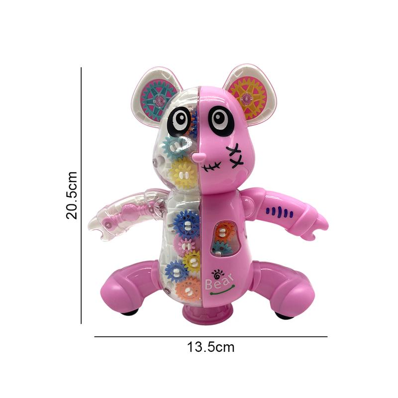 Cute and transparent gears, dancing and singing bear electric toys, decorative toys, suitable for boys and girls