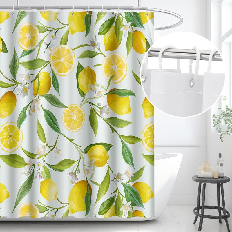 Fruit Print Shower Curtain, Waterproof Shower Curtain with 12 Hooks, Bathroom Supplies for Home Bathroom Decor