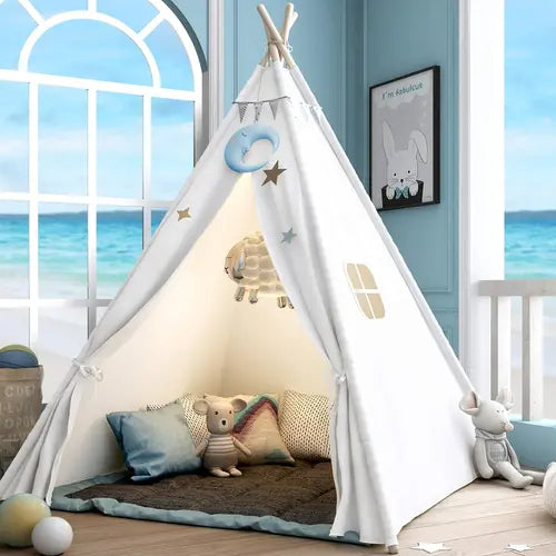 Teepee Play Tent for Kids with Carry Case, Foldable Girls Playhouse Toy Tent, Gift for Baby Toddler