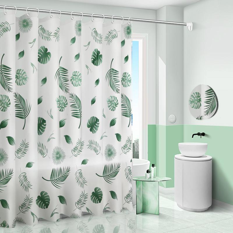 Floral Pattern Shower Curtain, Multi-size Waterproof Mildew Proof Adjustable Foldable Shower Curtain with Hook, Bathroom Supplies for Home Dormitory Hotel Salon