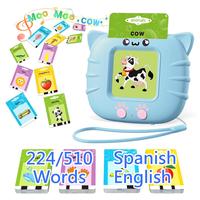 224/510(Spanish&English) WordsAlphabet Bilingual TalkingFlash Cardsfor 3-8 Years Toddlers,Pocket SpeechBuddy Therapy AutismToyS,Kids learning materials Educational Learning InteractiveToy forBoys Girls Kids Gifts Blue Unisex Animals & Nature