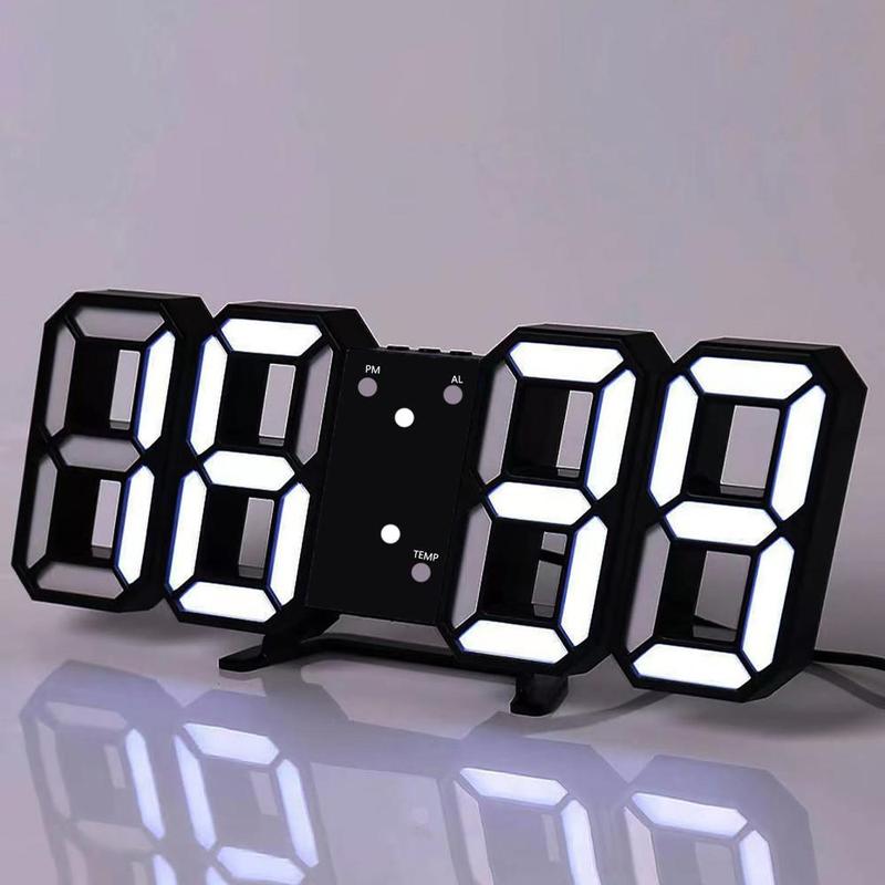 Room Decor LED Digital Clock, USB Powered 3D Modern Clocks for Wall & Desk, Creative Decorative Clock for Home