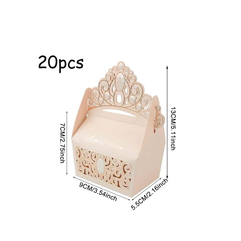 Valentine's Day Gift Crown Shaped Gift Box, 20pcs/set Modern Fashion Hollow out Gift Box, Gift Packaging Box for Wedding Party Engagement Decoration, Sweet Romantic Unique Valentine's Day Gift Idea