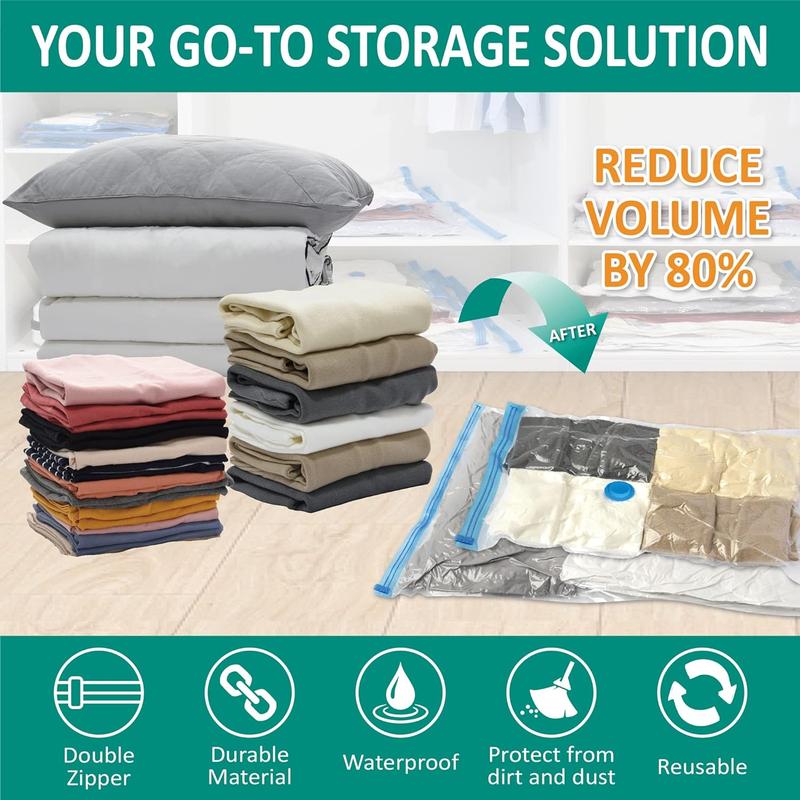 [Limited Time Sale]20 Pcs Vacuum Storage Bags with Electric Air Pump for Clothing, Comforters, Pillows, Towel, Blanket Storage, Bedding, Travel, Closet