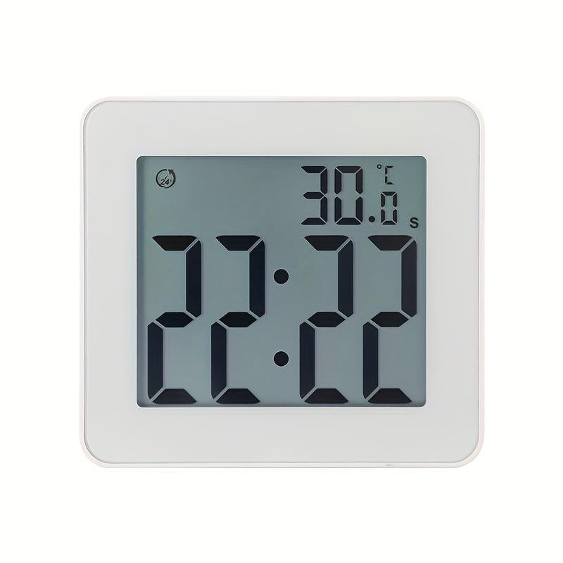 Electronic Clock, 1 Count Waterproof & Suction Cup Design Alarm Clock, Multifunctional Clock with LED LCD Display, Home Decor Supplies?[Battery Required, without Battery]