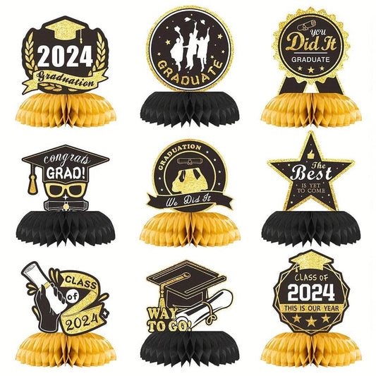 [Clearance] Graduation Themed Decorative Ornament, 9counts/set Random Color Paper Decoration, Festive Decorations for Graduation Party