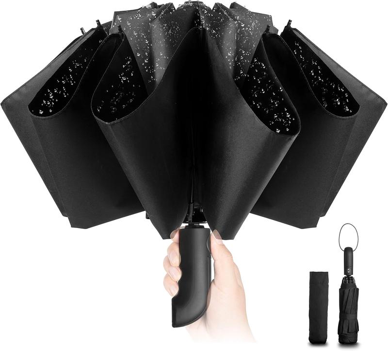 Travel Inverted Umbrella Compact Windproof- Automatic reverse  for Rain - Folding Portable Teflon Coating 48inch Span, 10 Ribs Large Umbrella