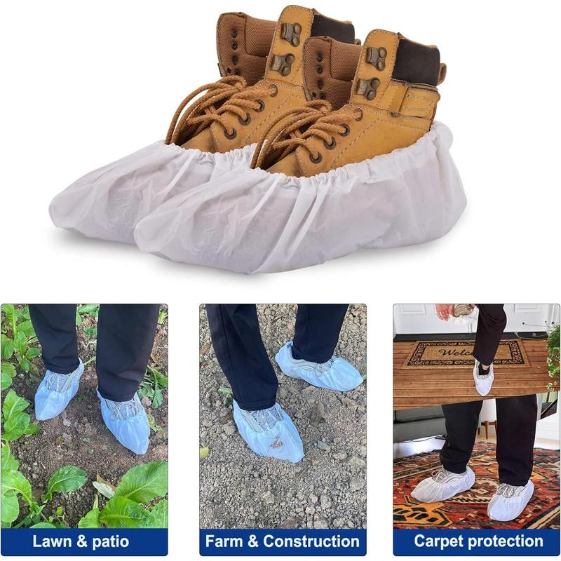 Shoe Covers Disposable,200Pack ( 100 Pairs ) Boot Covers  -Resistant One Size Fits for Rain Cleaning Indoor Floor Protection,White Footwear Comfort