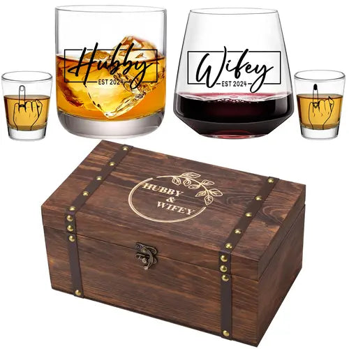 Hubby & Wifey Wedding Keepsake Box Set, Bridal Shower Gifts,Unique Wedding Engagement Gifts for Couples Mr Mrs Storage Gift Box,Newly-Married Gifts