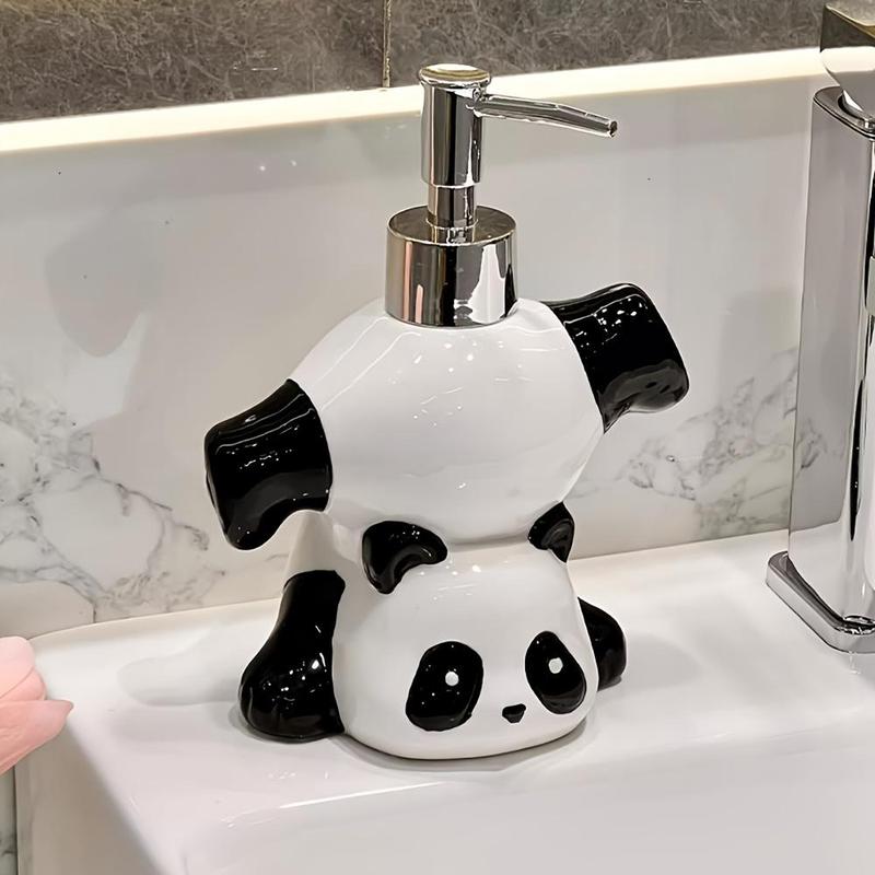 Cute Panda Design Soap Dispenser, Cartoon Ceramic Soap Dispenser Bottle, Empty Soap Dispenser for Home Bathroom Kitchen