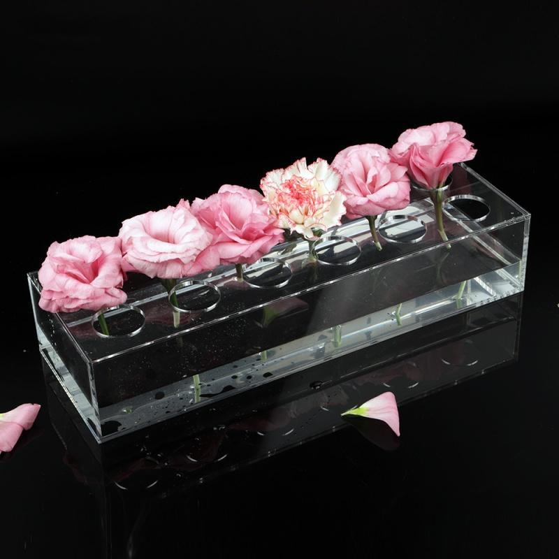 Acrylic Flower Vase, 1 Count Modern Flower Vase, Flower Vase for Home Decor, Rectangular Flower Vase for Wedding, Home, Restaurant