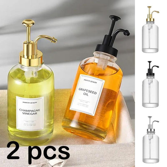 2 Pcs Portable 16 Oz Coffee Syrup Dispenser Durable Press Lotion Bottle Simple Clear Glass Hand Soap Dispenser