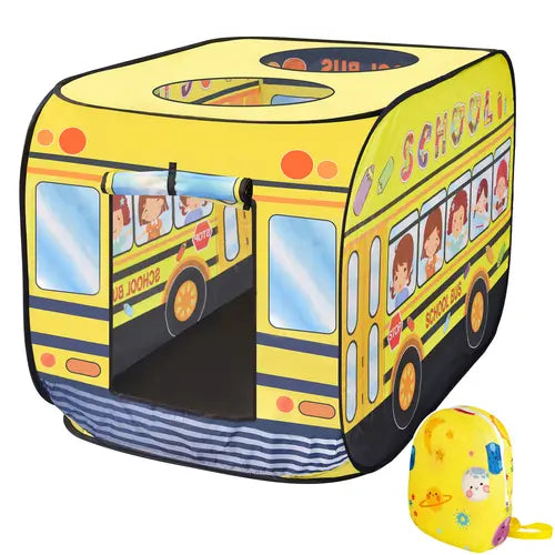 Kids School Bus Play Tent with Backpack Pretend Play Set for Toddlers Indoor Outdoor Playhouse Birthday Gift