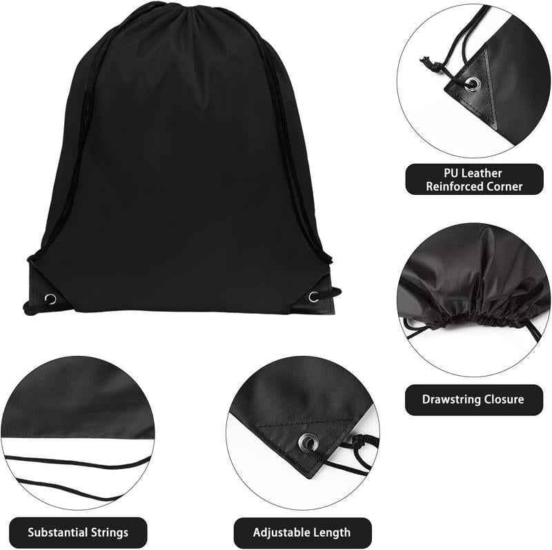 2Pcs Drawstring Backpack Gym Bag Cinch Bag Foldable Draw String Back Bag Sports Bag, Drawstring Bags for Gym, Sports, Travel(Black+Grey)