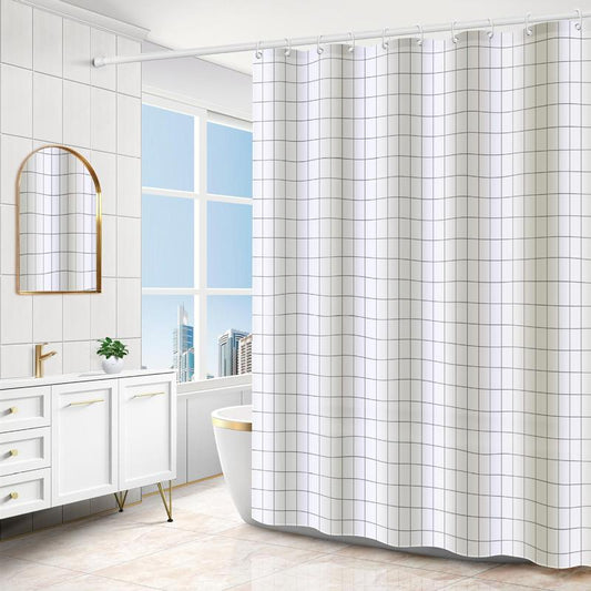 Geometric Pattern Shower Curtain with 12 Hook, Modern Waterproof Curtain for Bathroom, Home Essentials, Bathroom Decor