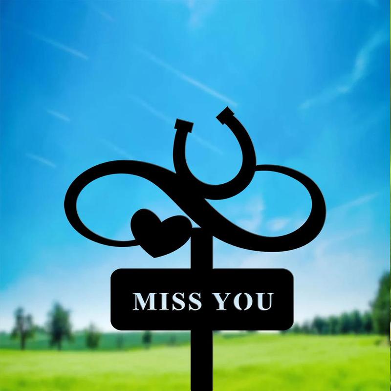 Metal Sign Memorial Stake, 1 Piece Courtyard Letter & Heart Design Ornament for Patio Lawn Backyard Decoration