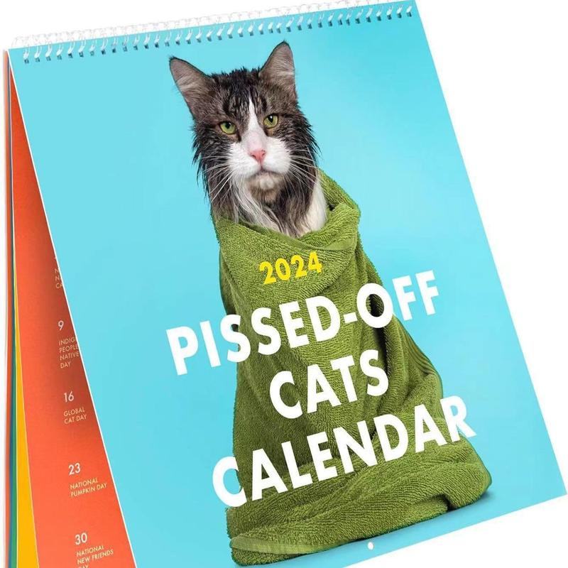 Personality Cats Design Calendar for Mean Girls Decorations, 1 Count Creative Paper Calendar, Funny Sassy Holiday Gift for Cat Lovers