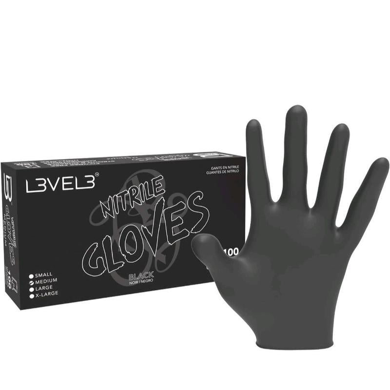 L3VEL3 Professional Nitrile Gloves - 100 Pack, Synthetic Rubber, Powder-free, Non-Latex, Ambidextrous, Chemical & Puncture Resistant, Black/Lime/Red/Orange, 3.5mil Thickness, Home Care Supplies, Cleaning Gloves Box Comfortable Disposable Cover