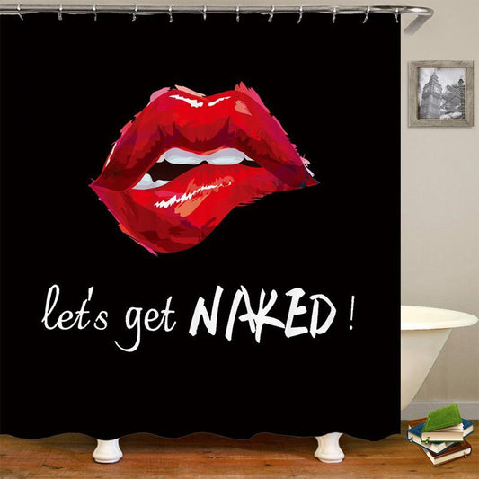 Red Lip Pattern Shower Curtain with Hook, 1 Count Creative Bathtub Curtain, Bathroom Decor