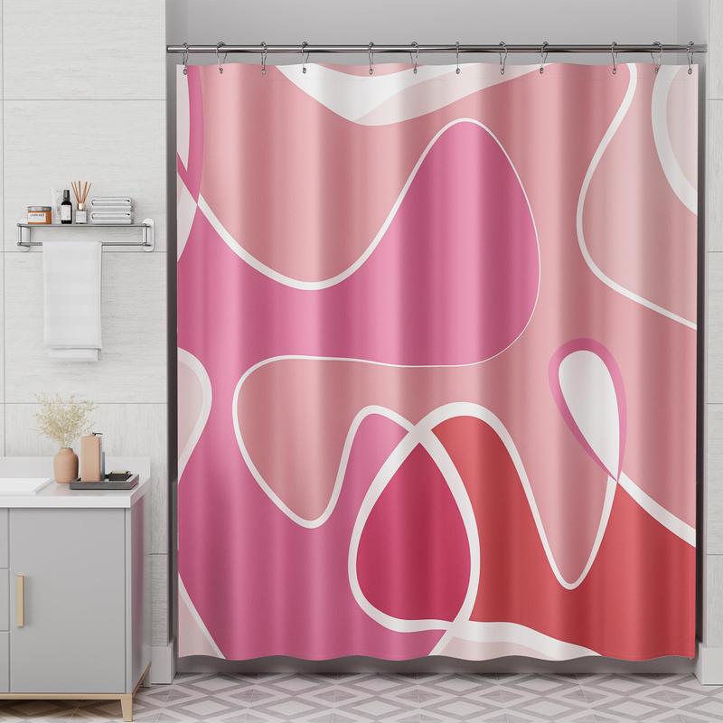 AmazerBath Shower Curtain Pink, Washable Cloth Hot Pink Shower Curtain Set with 12 Metal Hooks, Abstract Cute Decorative Fabric Shower Curtains for Female and Girls' Bathroom Decor, 72x72 Inches